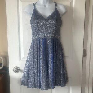 Sequin Hearts Glittering  Blue Mini Dress